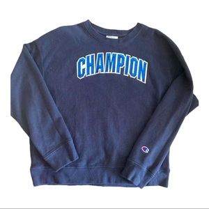 CHAMPION REVERSE WEAVE SPELL OUT 90s  Y2K Patch 3D Logo SWEATSHIRT Vintage XL